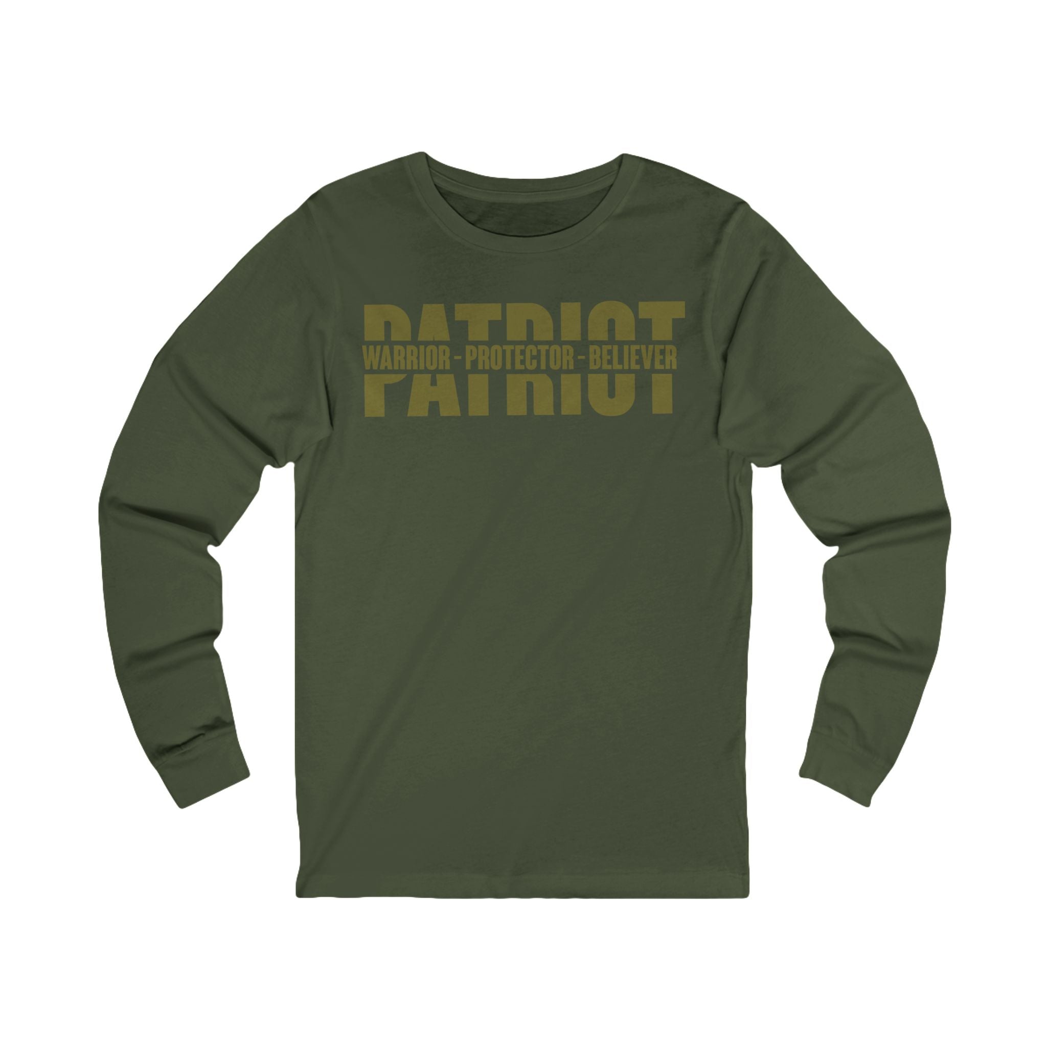 Patriotic Warrior Long Sleeve Tee - Conservative Faith and Freedom Statement Shirt