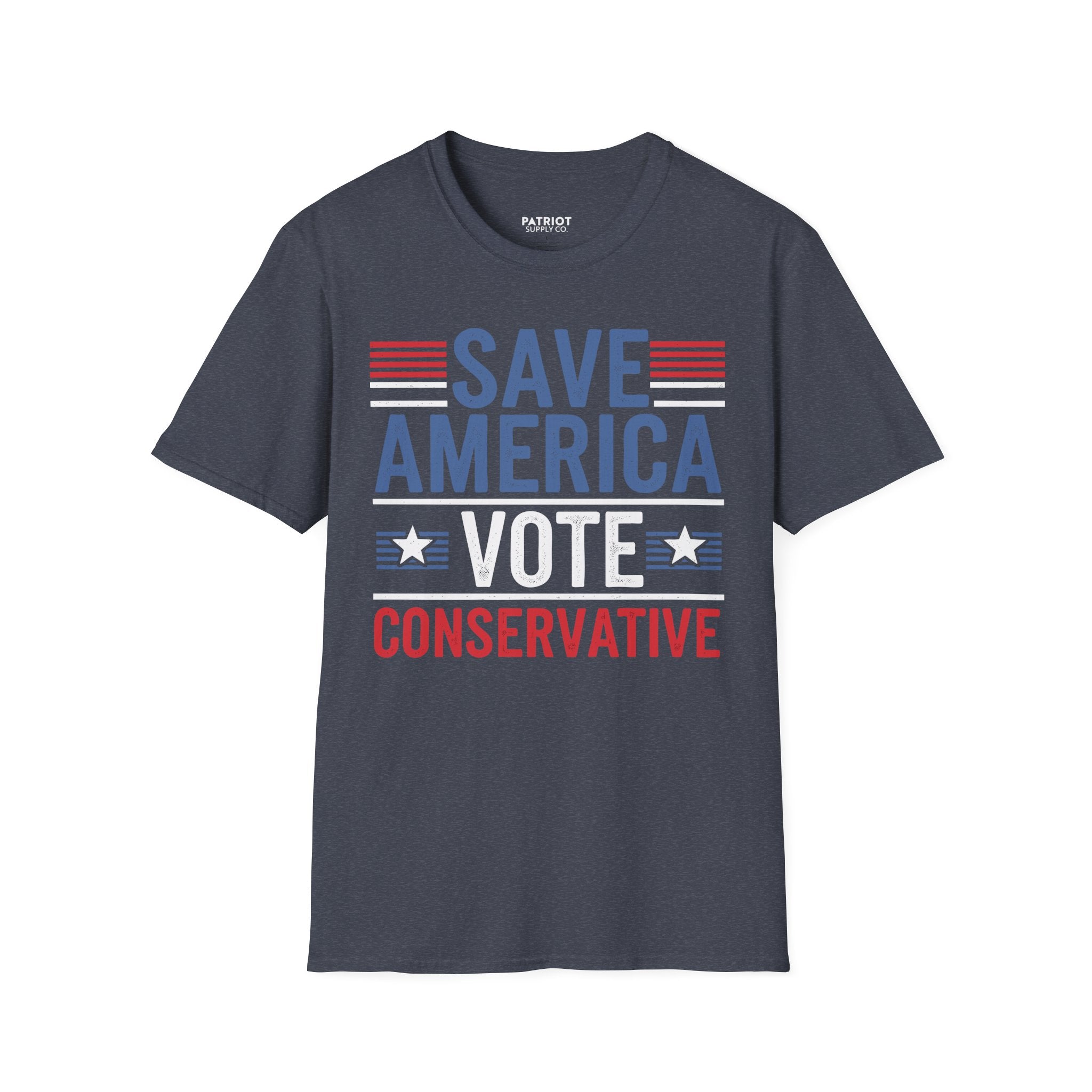 Save America Vote Conservative - Patriotic Election Statement T-Shirt - Patriot Supply Co.