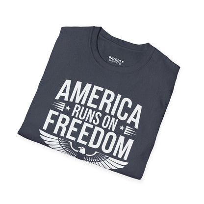 America Runs on Freedom Not Green Energy - Conservative Energy Independence T-Shirt