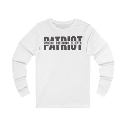 Patriotic Warrior Long Sleeve Tee - Conservative Faith and Freedom Statement Shirt