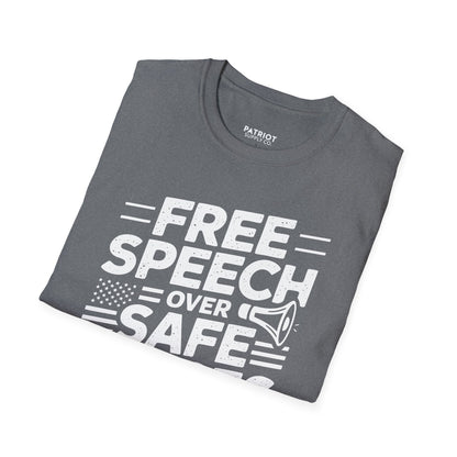 Free Speech Over Safe Spaces - Conservative First Amendment Statement T-Shirt