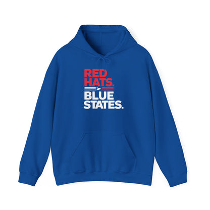Red Hats &gt; Blue States Hooded Sweatshirt - Conservative State Pride Comfort Wear