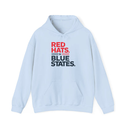 Red Hats &gt; Blue States Hooded Sweatshirt - Conservative State Pride Comfort Wear
