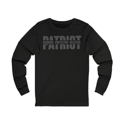 Patriotic Warrior Long Sleeve Tee - Conservative Faith and Freedom Statement Shirt