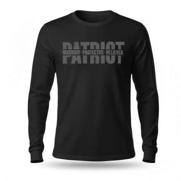 Patriotic Warrior Long Sleeve Tee - Conservative Faith and Freedom Statement Shirt