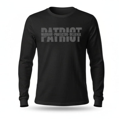 Patriotic Warrior Long Sleeve Tee - Conservative Faith and Freedom Statement Shirt
