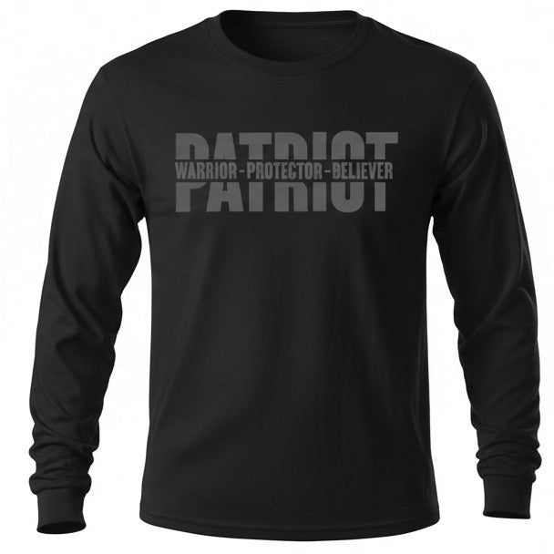 Patriotic Warrior Long Sleeve Tee - Conservative Faith and Freedom Statement Shirt