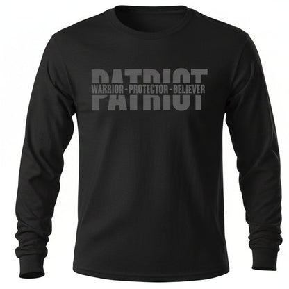 Patriotic Warrior Long Sleeve Tee - Conservative Faith and Freedom Statement Shirt