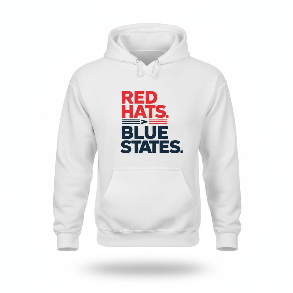 Red Hats &gt; Blue States Hooded Sweatshirt - Conservative State Pride Comfort Wear