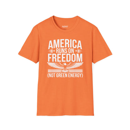 America Runs on Freedom Not Green Energy - Conservative Energy Independence T-Shirt - Patriot Supply Co.