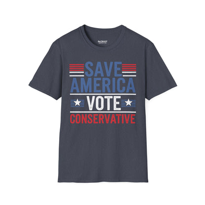 Save America Vote Conservative - Patriotic Election Statement T-Shirt - Patriot Supply Co.